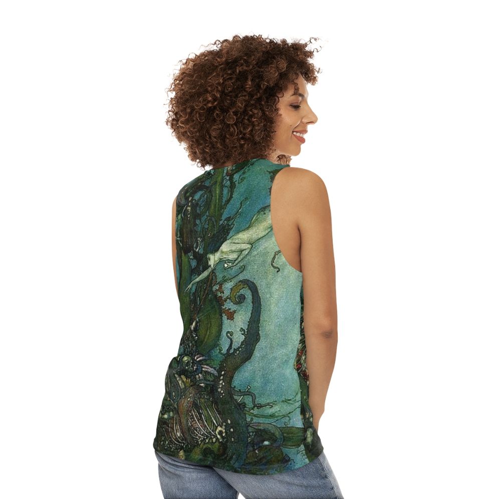 Mermaid Tank Top Inspired by Edmund Dulac's Vintage Illustration - women back