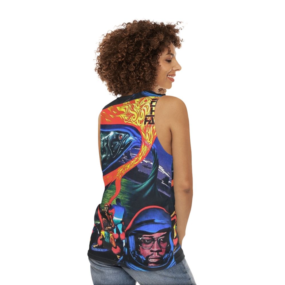 Unisex tank top with Flood album cover art - women back