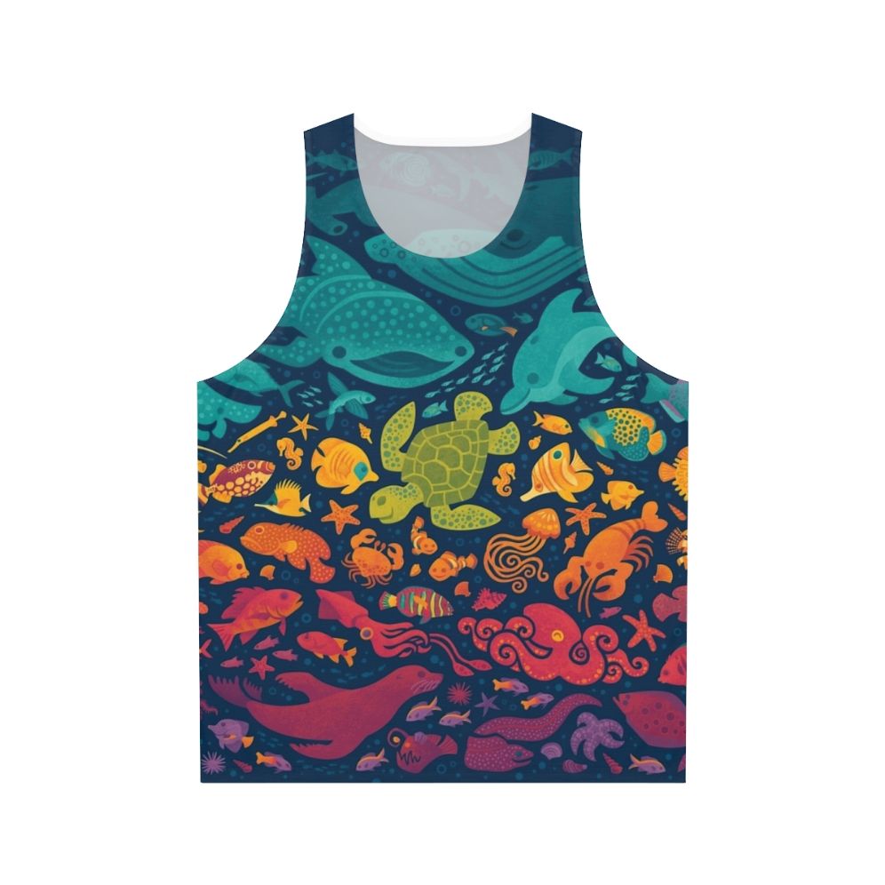 Colorful aquatic spectrum unisex tank top