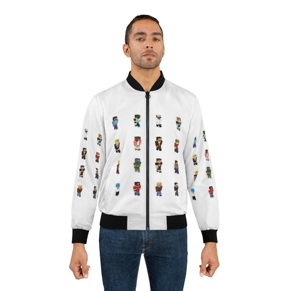 Hermitcraft inspired bomber jacket with popular Minecraft YouTube personalities - Lifestyle