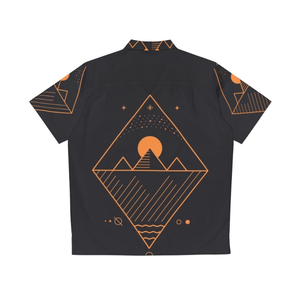 Osiris minimalist sci-fi Hawaiian shirt with geometric patterns and space motifs - Back