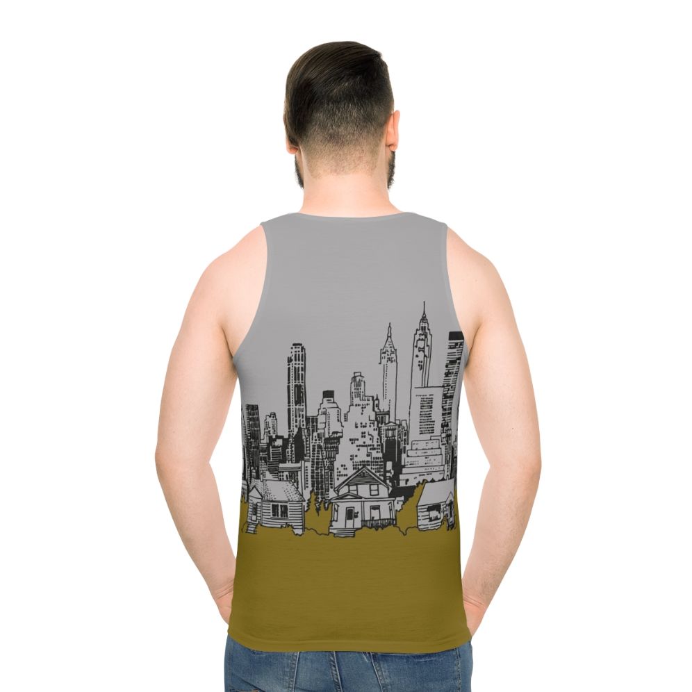 Unisex tank top featuring the album cover of "The Hissing of Summer Lawns" by Joni Mitchell - men back