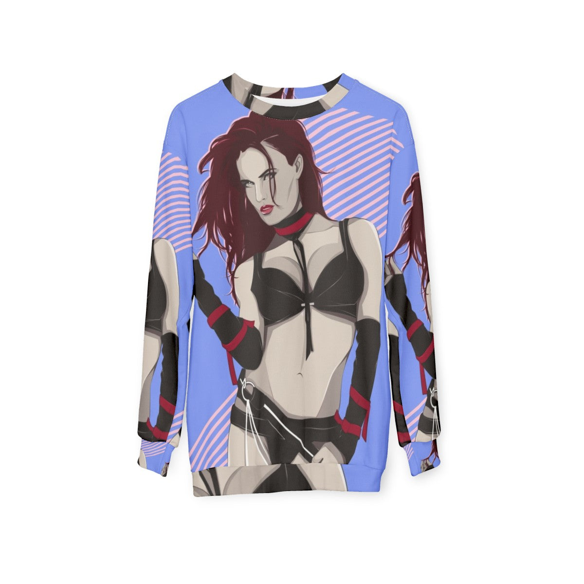 Fiery Diva Sweatshirt - Female Wrestling Pop Art Digital Illustration - hanging