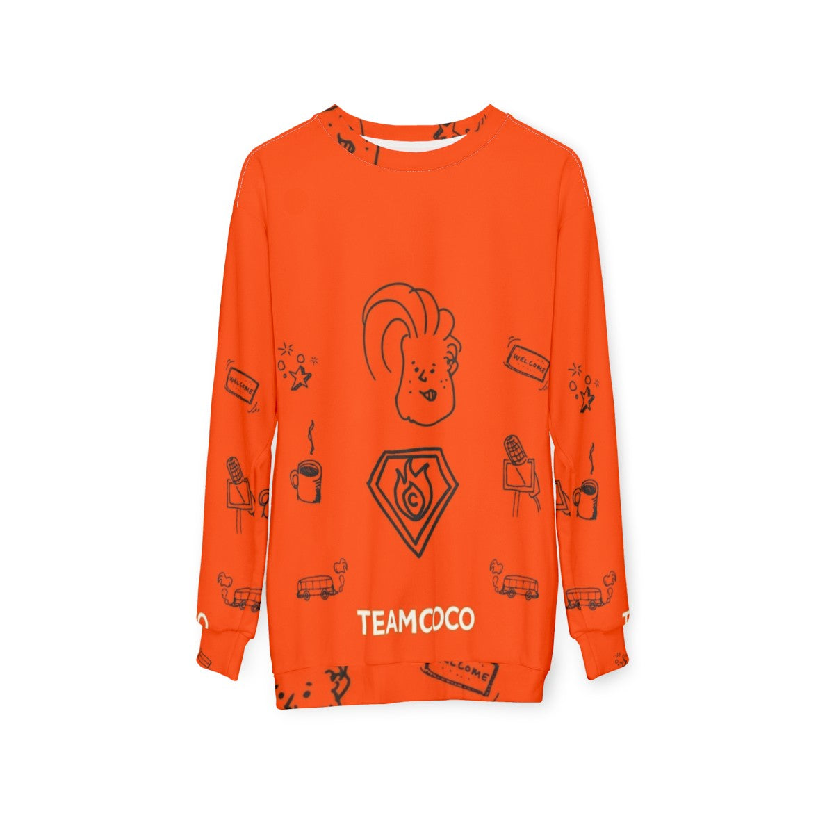 Team Coco Doodle World Graphic Sweatshirt featuring Conan O'Brien - hanging