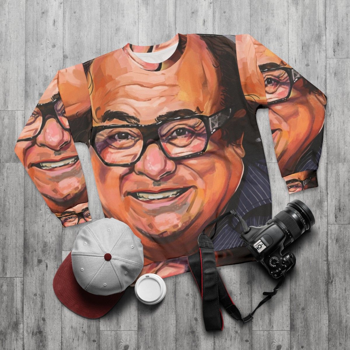 Danny Devito Portrait Sweatshirt - flat lay