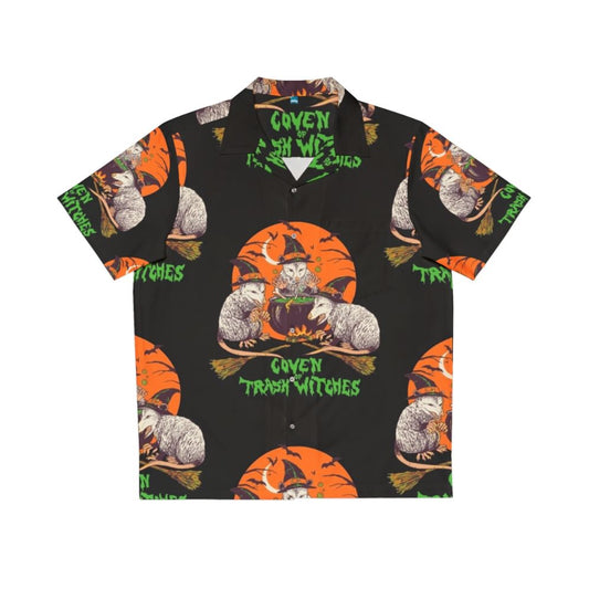 Coven of Trash Witches Hawaiian Shirt featuring an opossum graphic