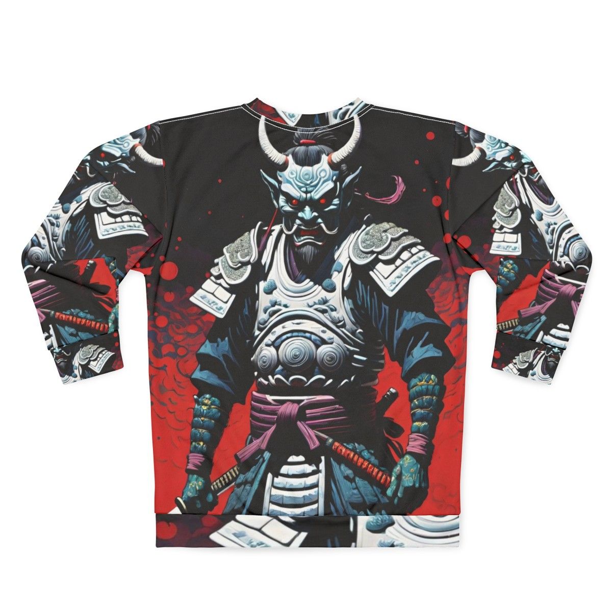 Samurai demon oni anime inspired Japanese warrior sweatshirt - Back