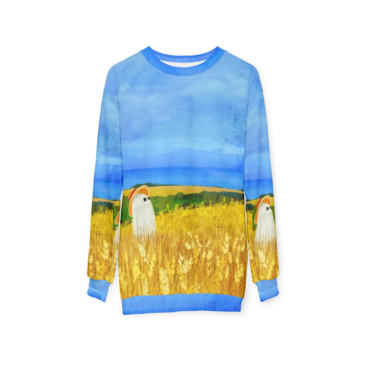 Sweatshirt with a ghostly figure in a wheat field - hanging