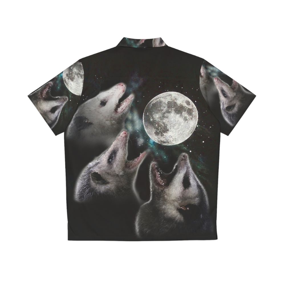 3 Opossum Moon Hawaiian Shirt with Tropical Opossum Print - Back