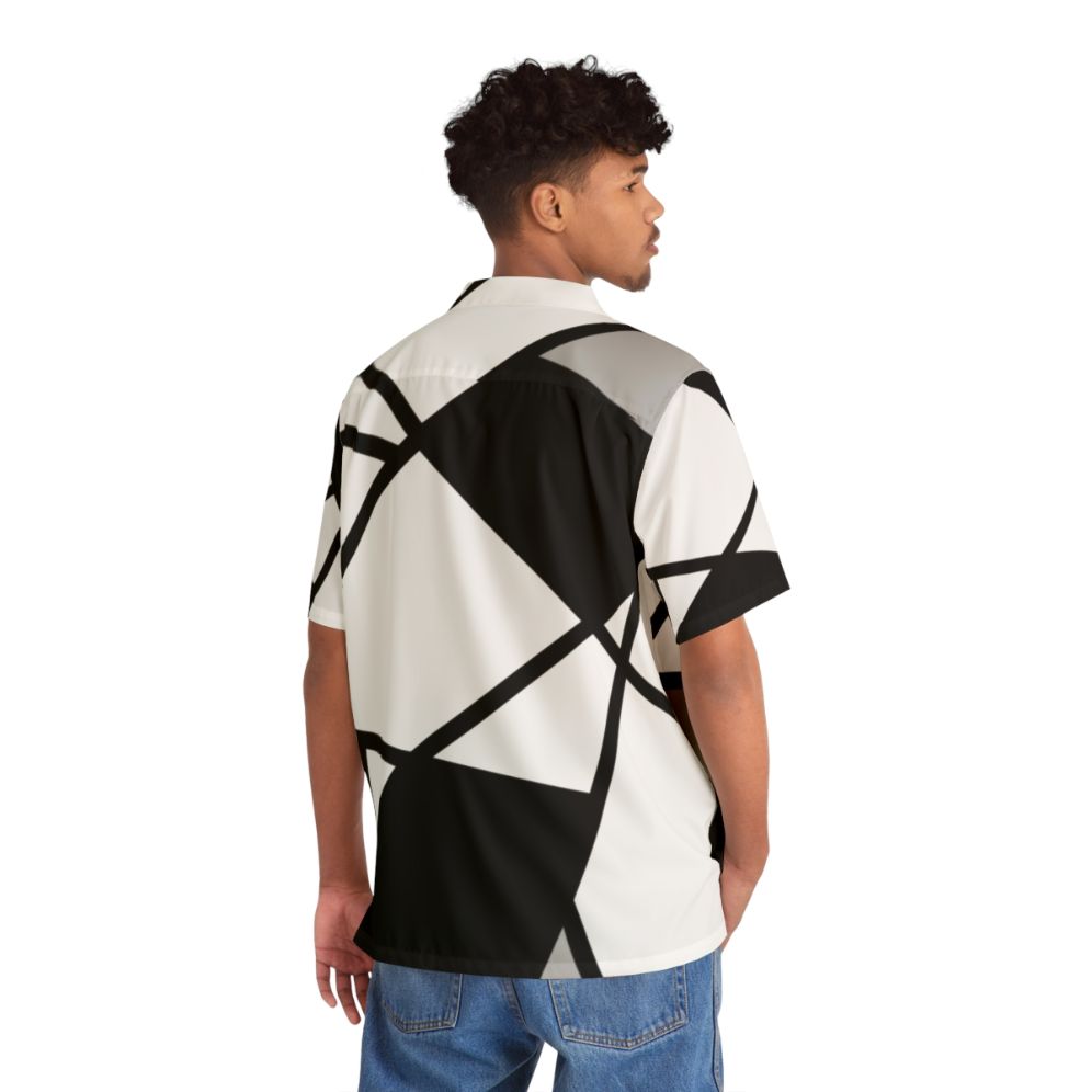 Black geometric pattern modern Hawaiian shirt - People Back