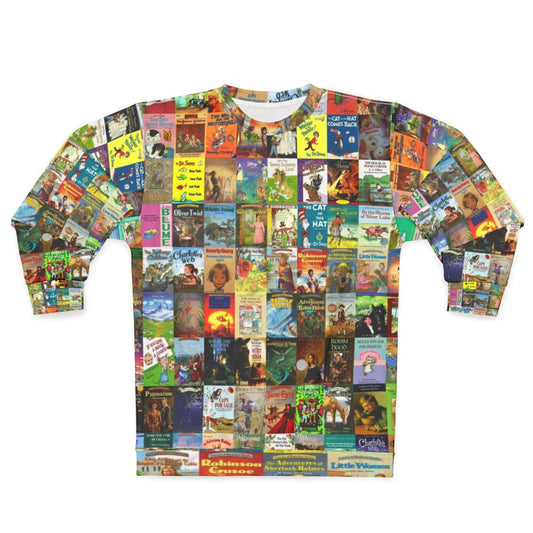 Children's sweatshirt with books and reading-themed design