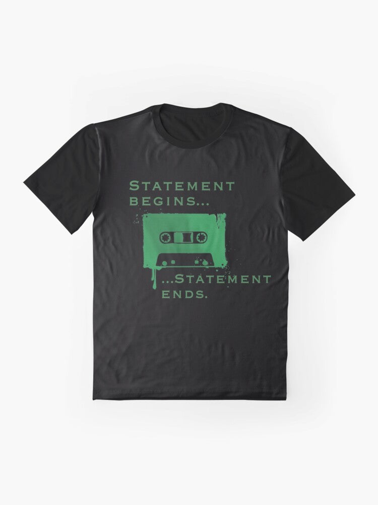 Statement Graphic T-Shirt featuring The Magnus Archives inspired design with the text "Statement Begins... Statement Ends..." - Flat lay