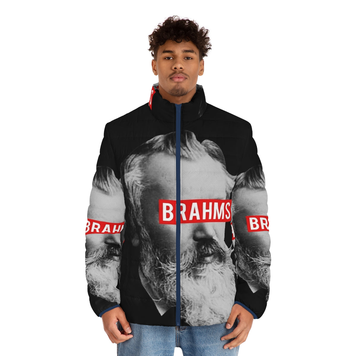 Brahms Classical Music Puffer Jacket - Stylish Composer Apparel - men front