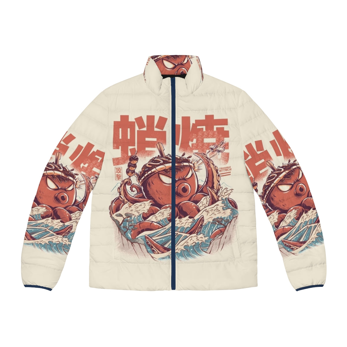 Takoyaki Attack Puffer Jacket - Anime inspired Japanese food and fashion design