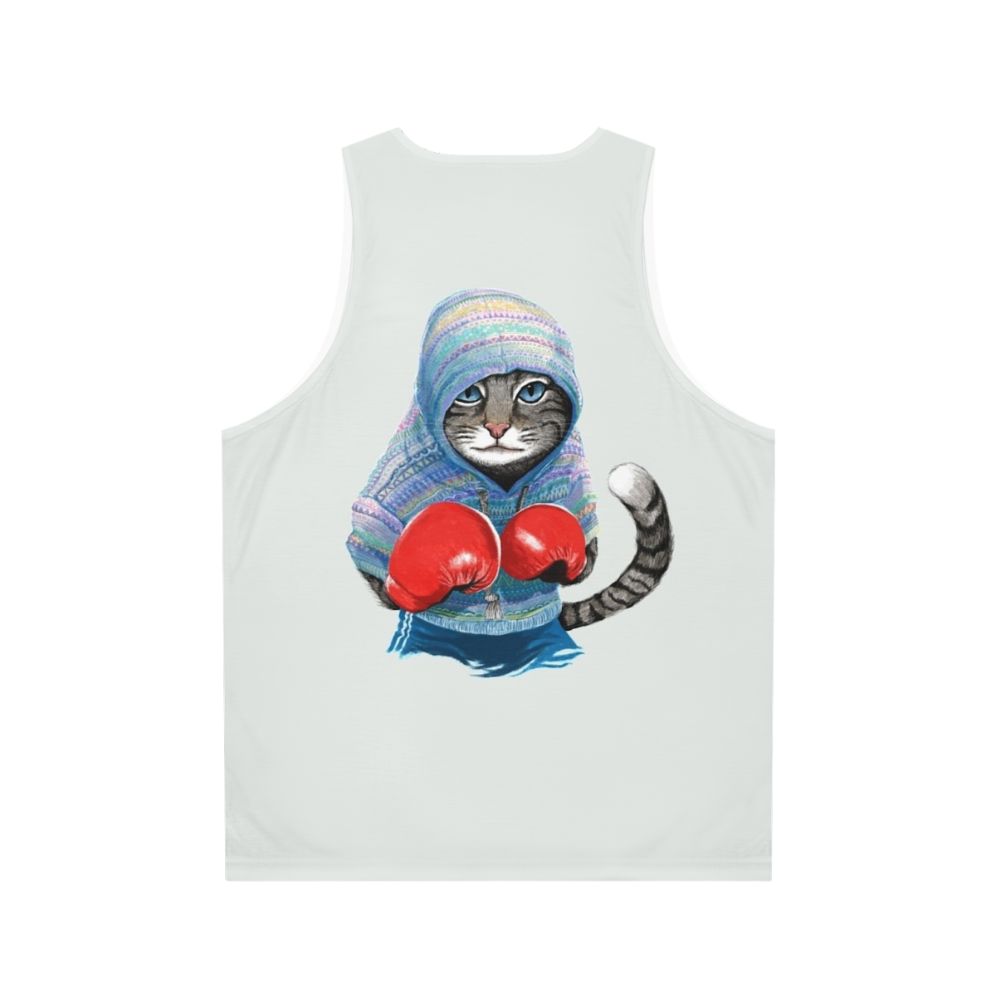 Unisex boxing cat tank top with cute animal pattern design - Back