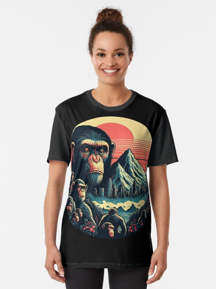 Retro graphic t-shirt featuring Proximus Caesar from the Planet of the Apes movie franchise - Women