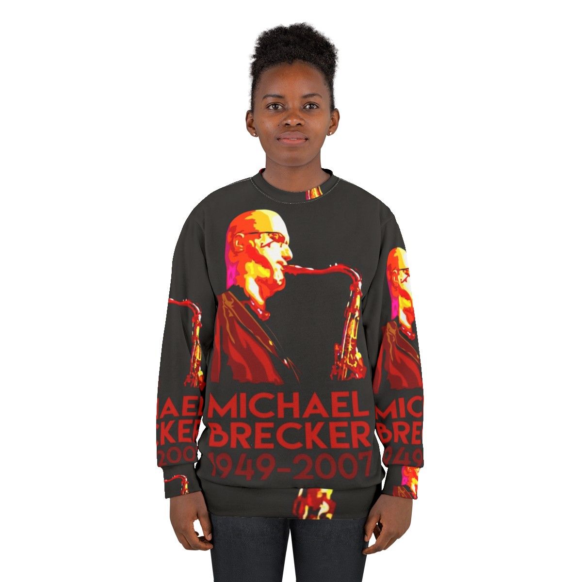 Michael Brecker saxophonist jazz musician illustration sweatshirt - women