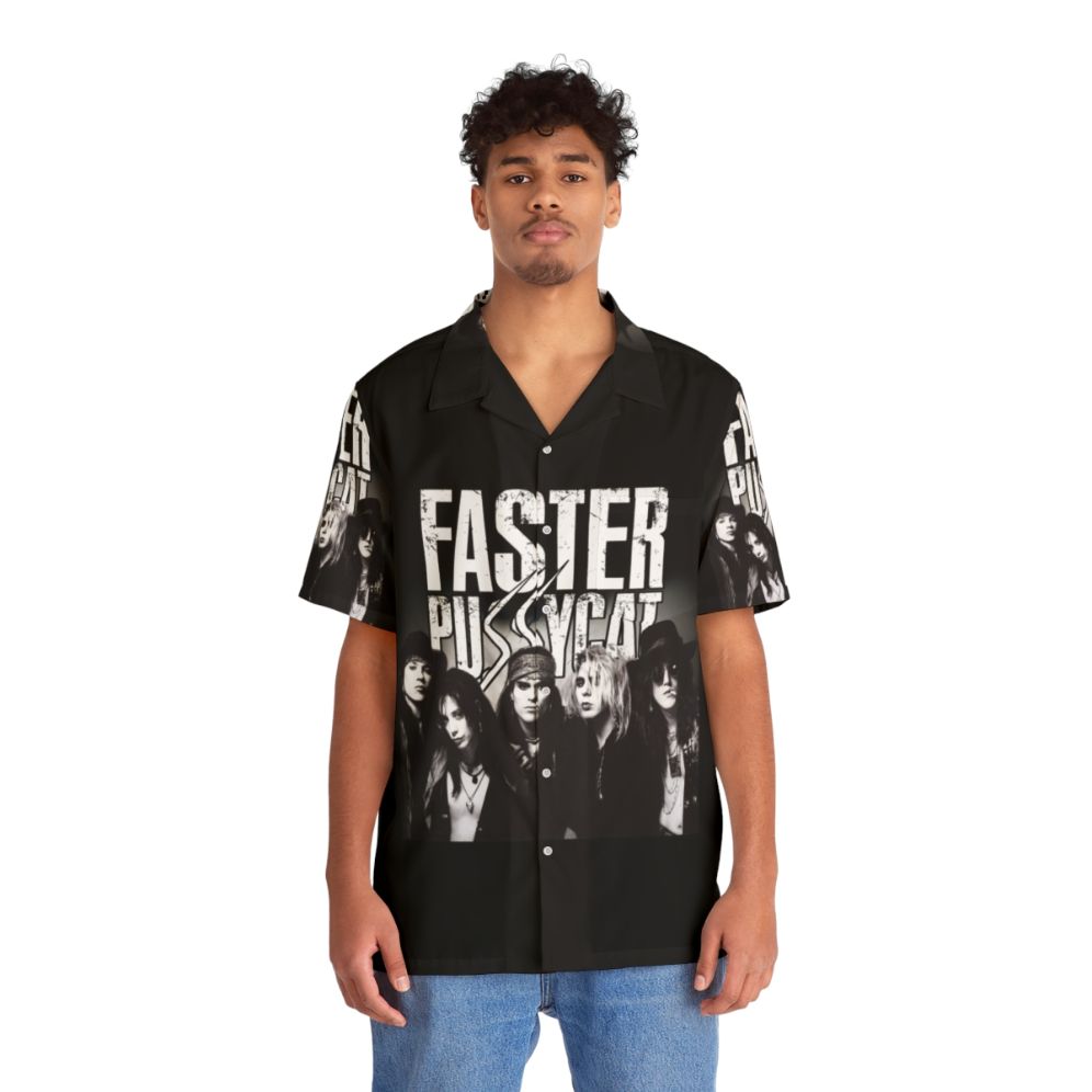 Faster Pussycat Hawaiian shirt with vibrant pattern - People Front