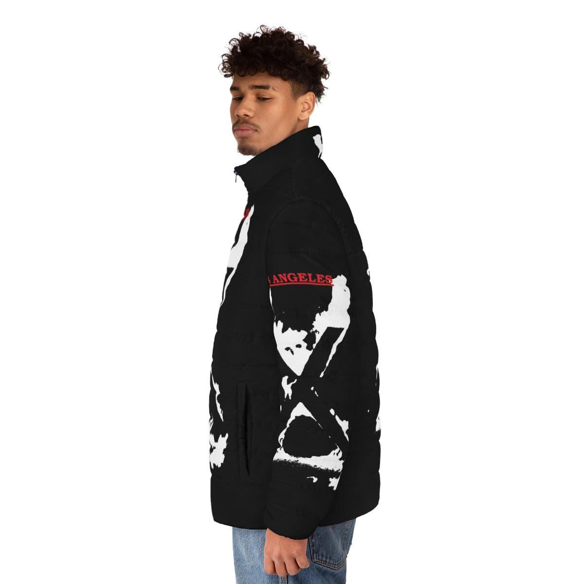 X Los Angeles Punk Hardcore Puffer Jacket - Streetwear for the Urban Rebel - men side left