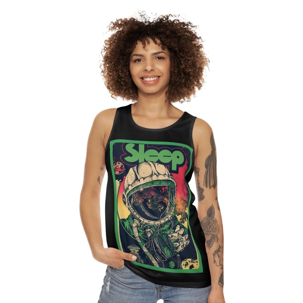 Sleep Band Unisex Metal Tank Top with Uchiha Clan and Sharingan Eye Design - women