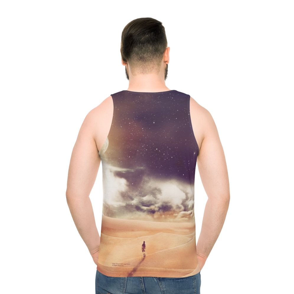 Dune Arrakis Unisex Tank Top with Minimalist Sci-Fi Design - men back