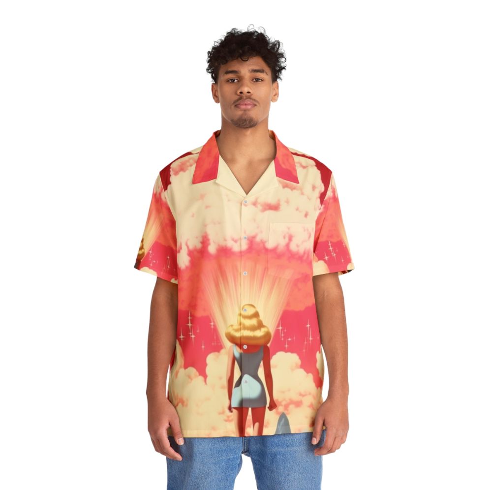 Barbenheimer 2023 Hawaiian Shirt with Retro Vintage Nuclear Explosion Design - People Front