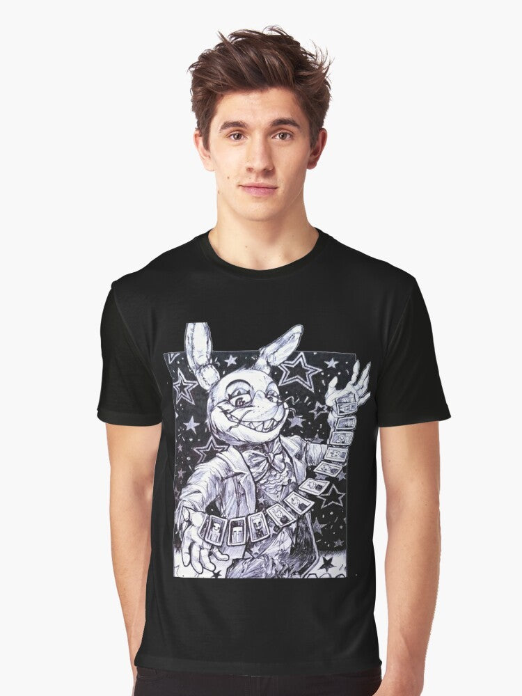 FNAF Security Breach Vanny Joker Black and White Graphic T-Shirt - Men