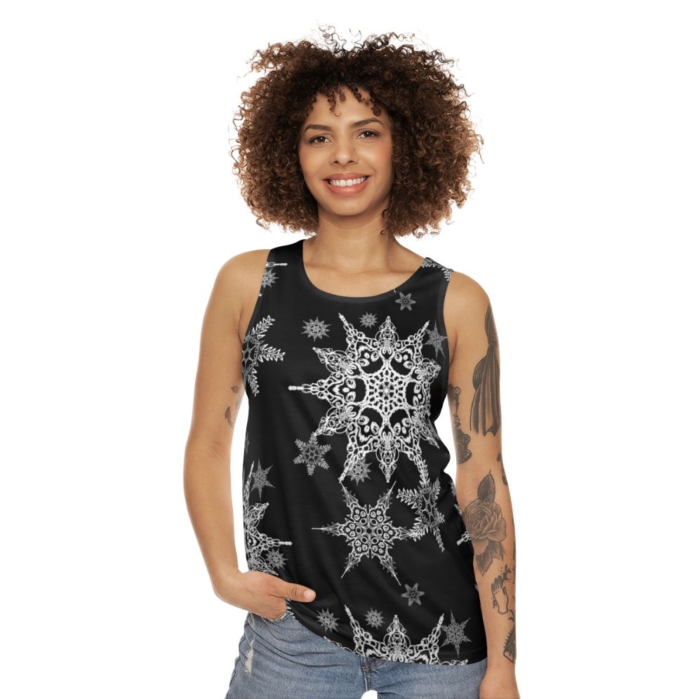 Gothic skull and snowflakes unisex holiday tank top - women