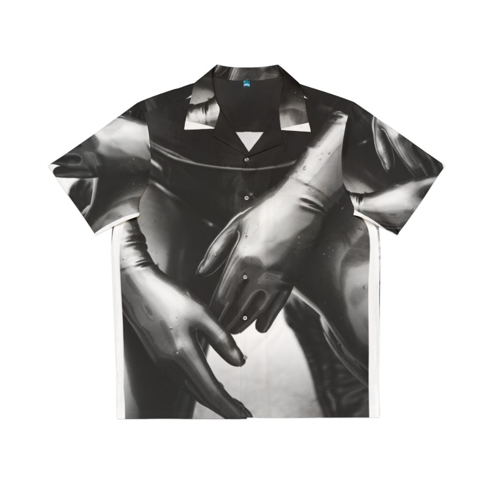 Black and white latex gloves hawaiian shirt