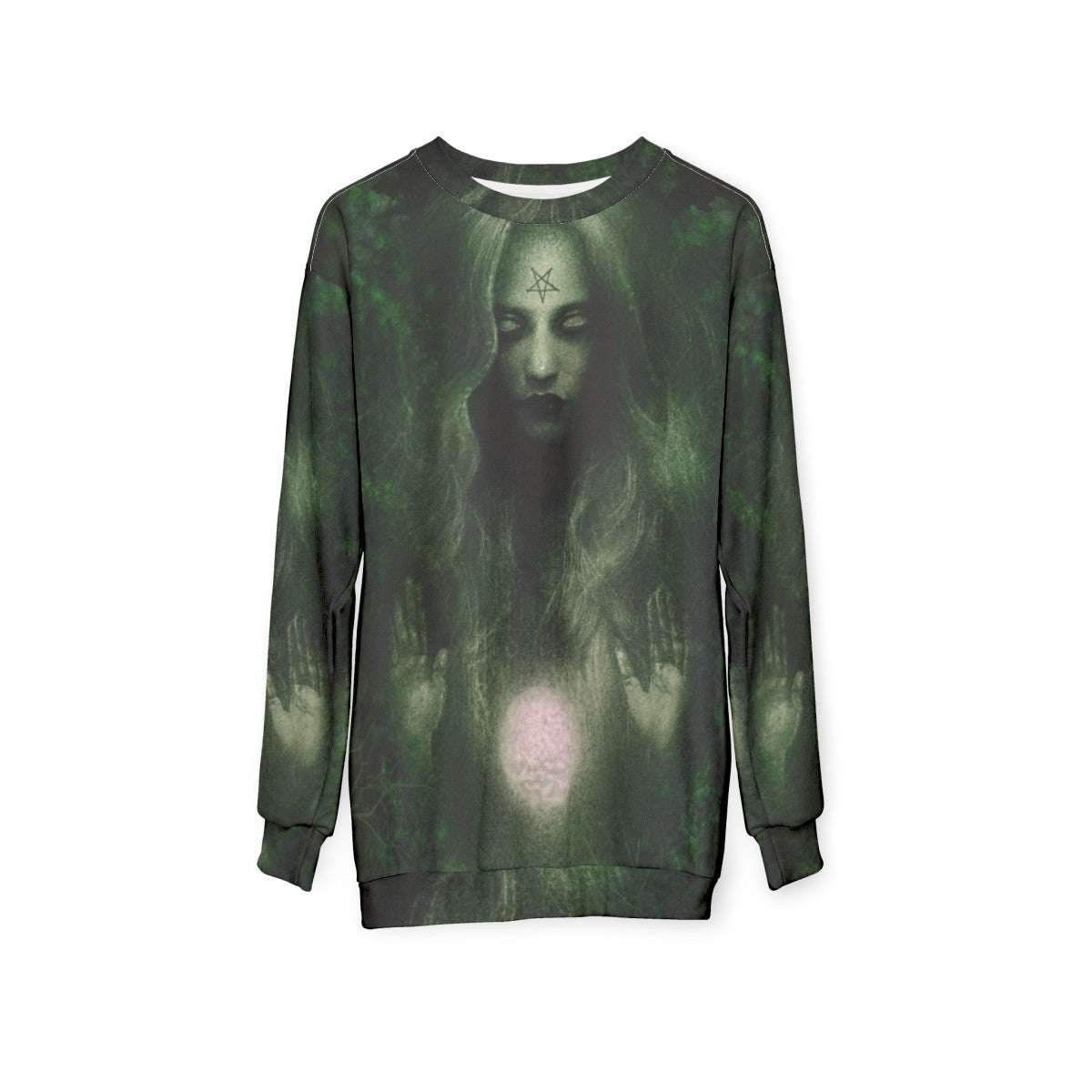 Forest Witch Sweatshirt with Enchanting Witchcraft and Nature Inspired Design - hanging