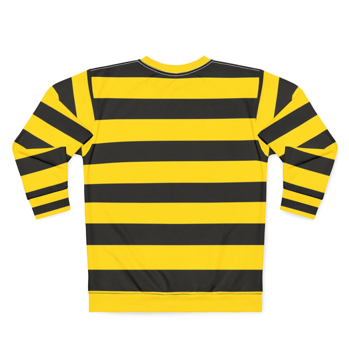 Wide yellow and black striped sweatshirt with a rugby-style design - Back