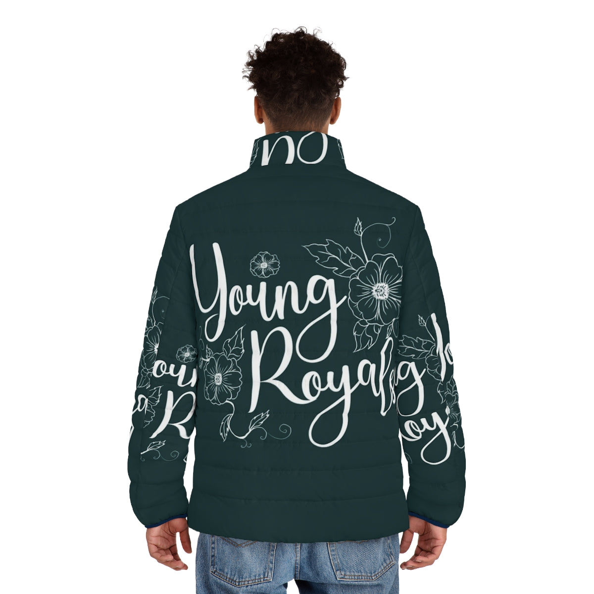 Young Royals Netflix Series Puffer Jacket Featuring Prince Wilhelm and Prince Simon - men back