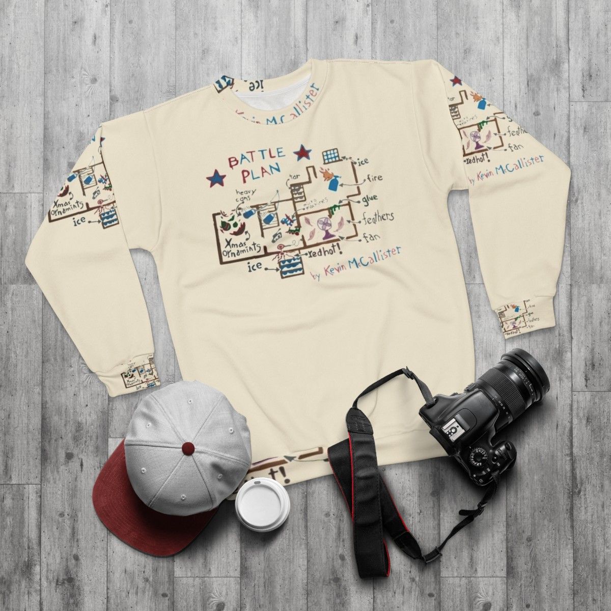 "Home Alone inspired 'Keep The Change' Sweatshirt featuring Macaulay Culkin as Kevin McCallister" - flat lay