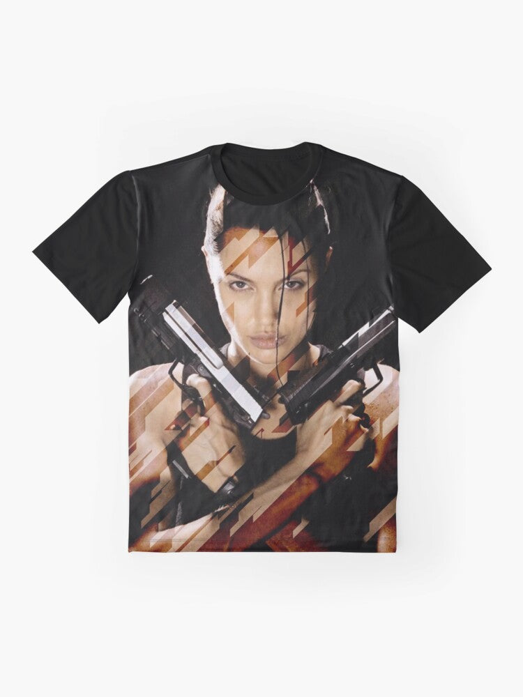 Lara Croft - Tomb Raider movie graphic t-shirt featuring Angelina Jolie - Flat lay