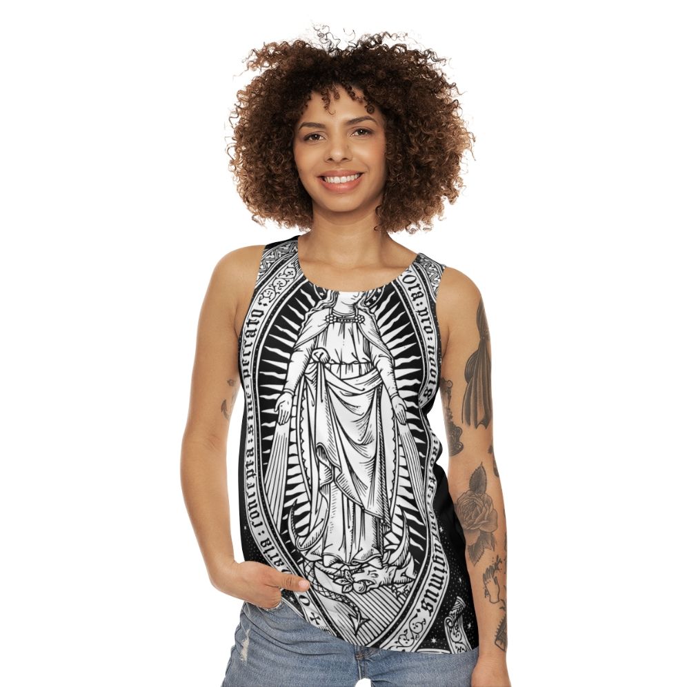 Vintage Virgin Mary Engraved Unisex Tank Top - women