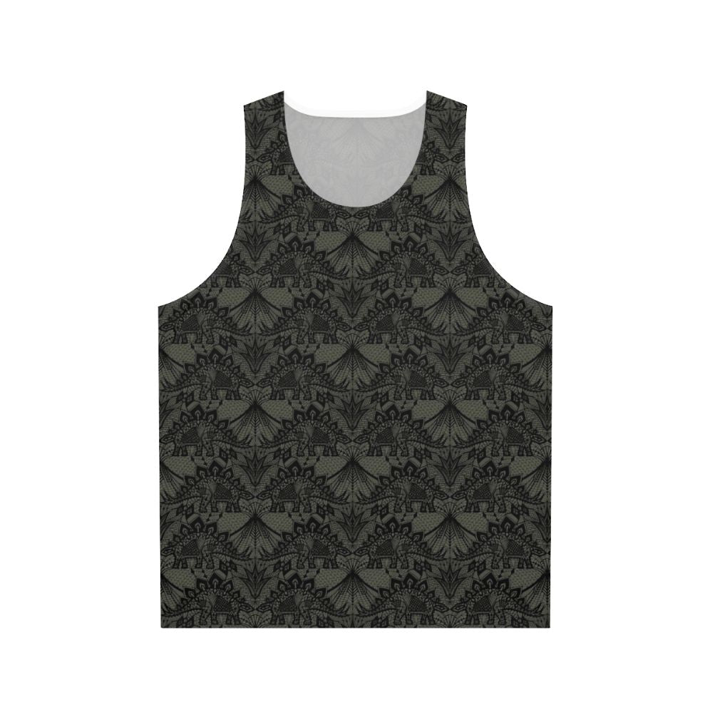 Vintage Stegosaurus Lace Black & Grey Unisex Tank Top