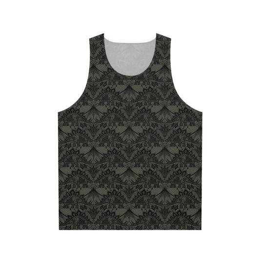 Vintage Stegosaurus Lace Black & Grey Unisex Tank Top