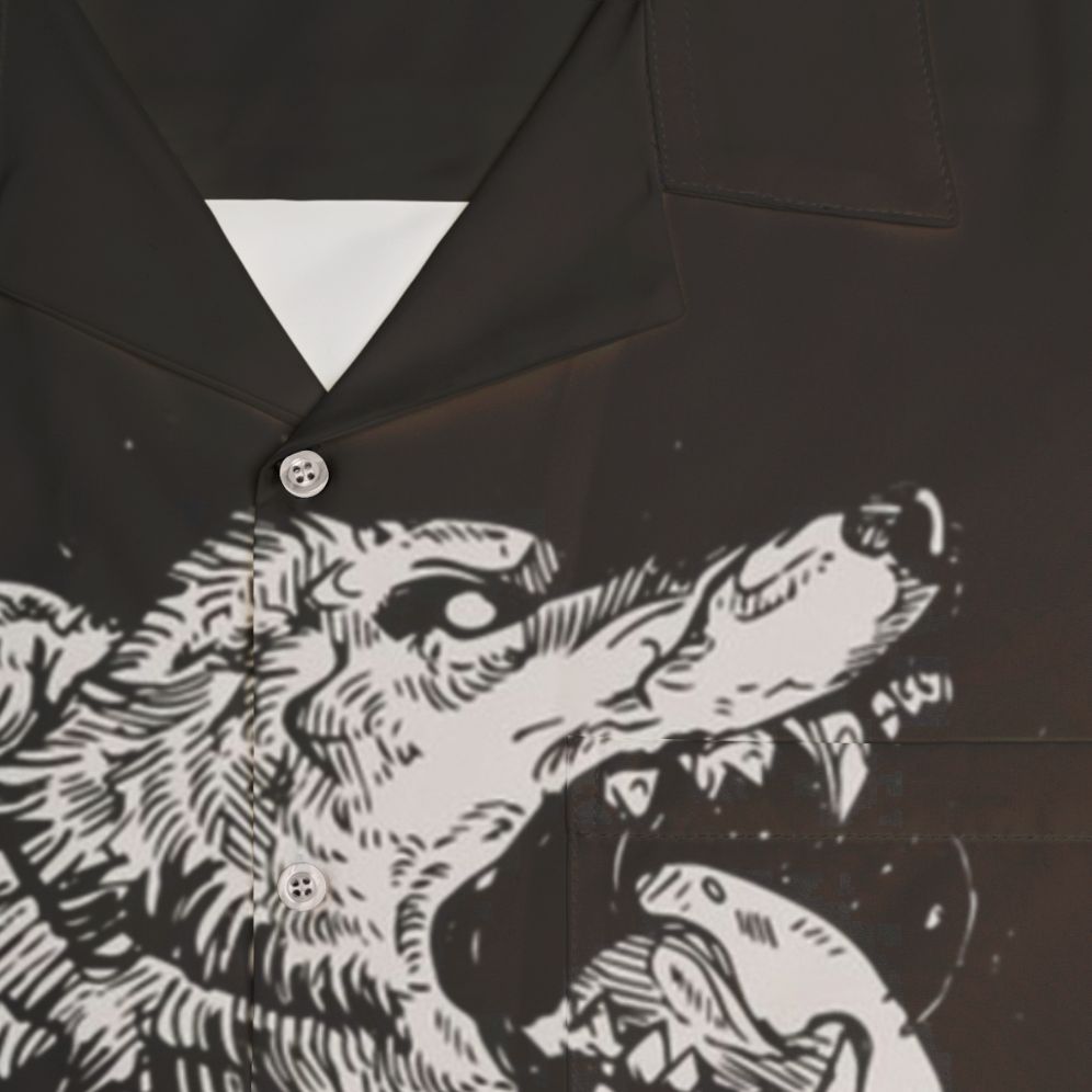 Werewolf Hawaiian Shirt with Wolf Print Design - Detail