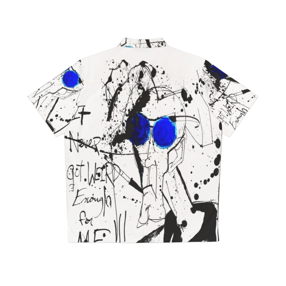 Gonzo-inspired Hawaiian shirt with ink splatter and Ralph Steadman-esque design - Back