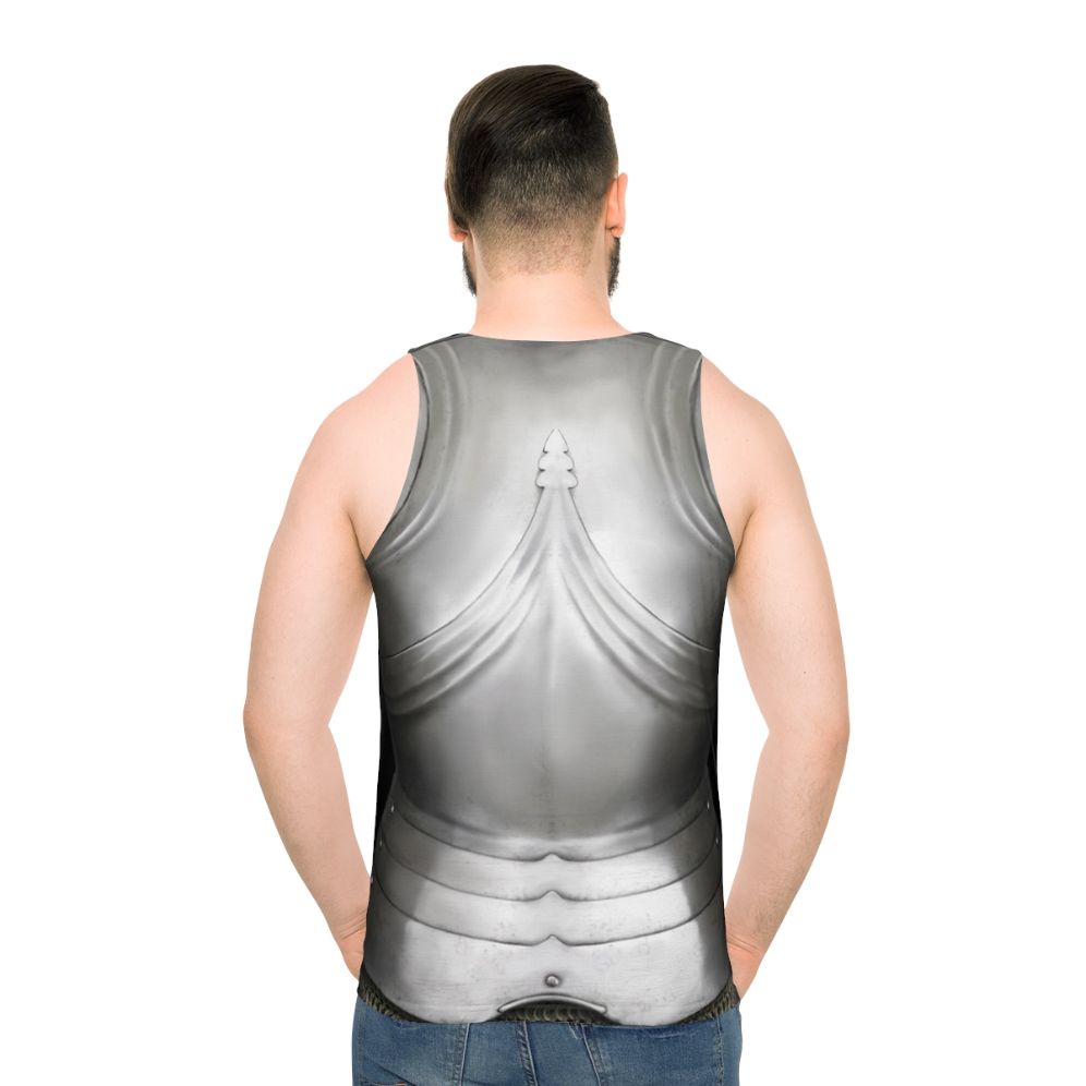 Gothic knight cuirass design unisex tank top - men back