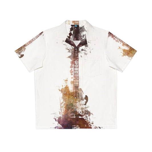 Nostalgy Guitar Hawaiian Shirt with Watercolor Guitar Design