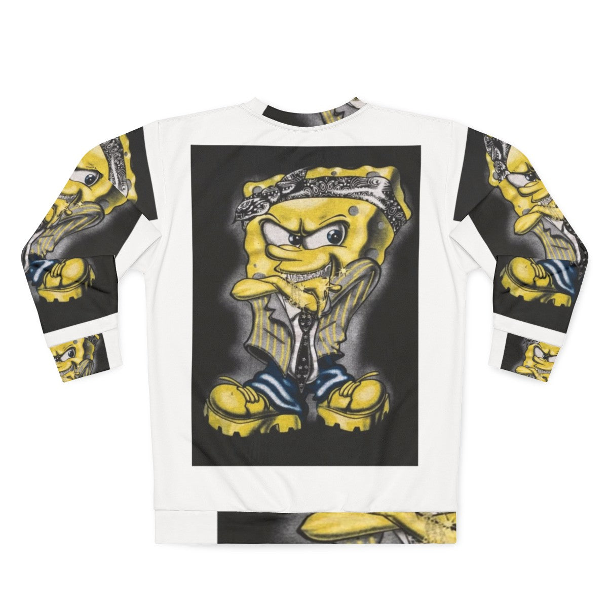 Gangster Spongebob 2 Sweatshirt with cartoon character and urban design - Back