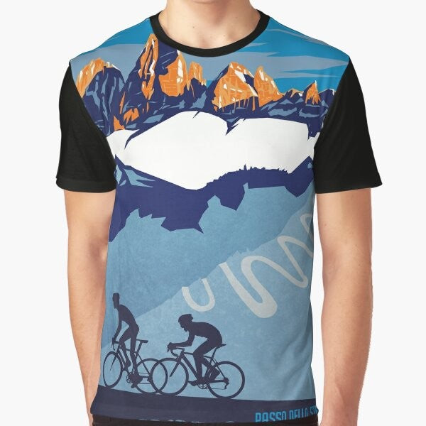 Retro Giro D'Italia Stelvio Cycling Poster Graphic T-Shirt