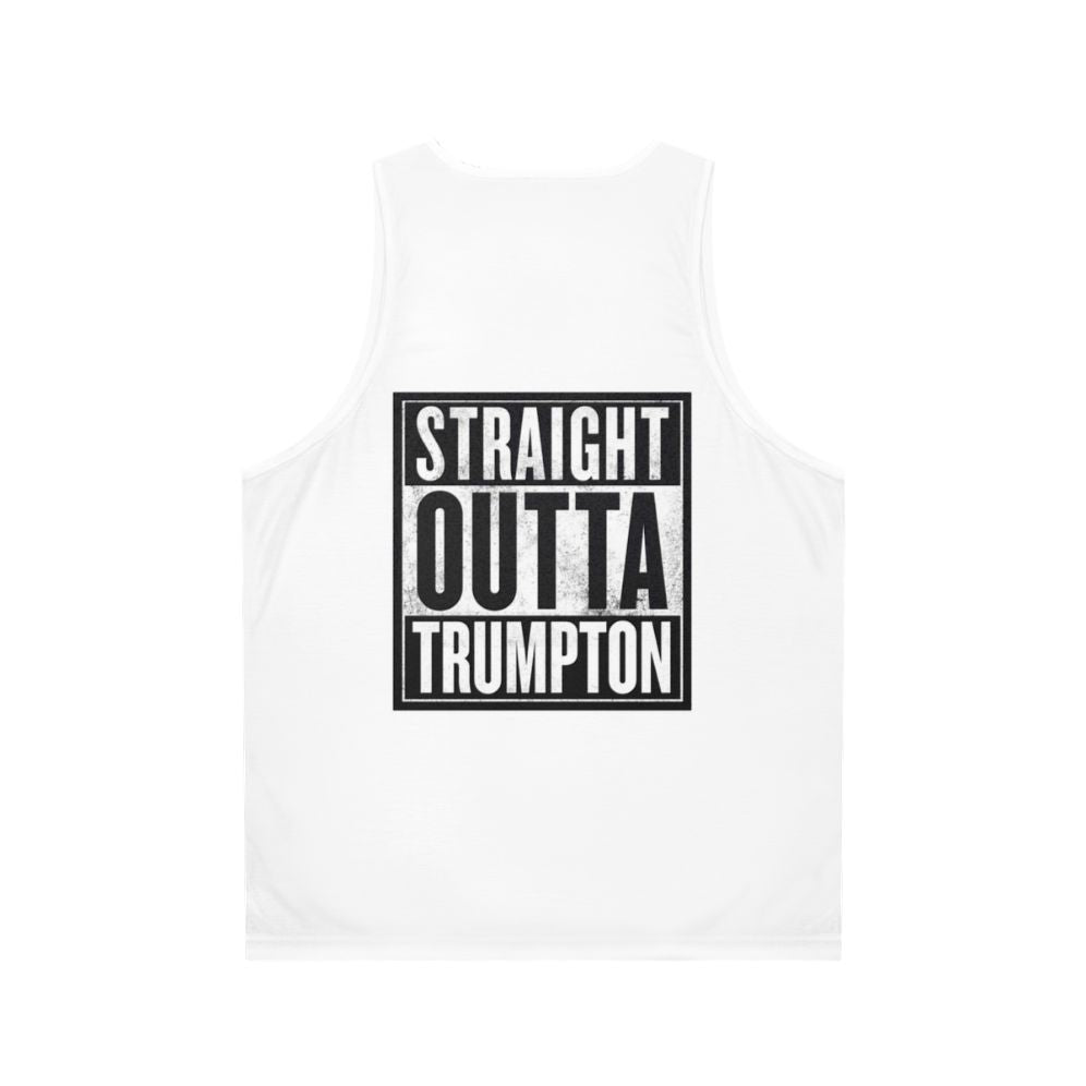 Straight Outta Trumpton unisex tank top featuring a vintage 1960s British TV show inspired design - Back