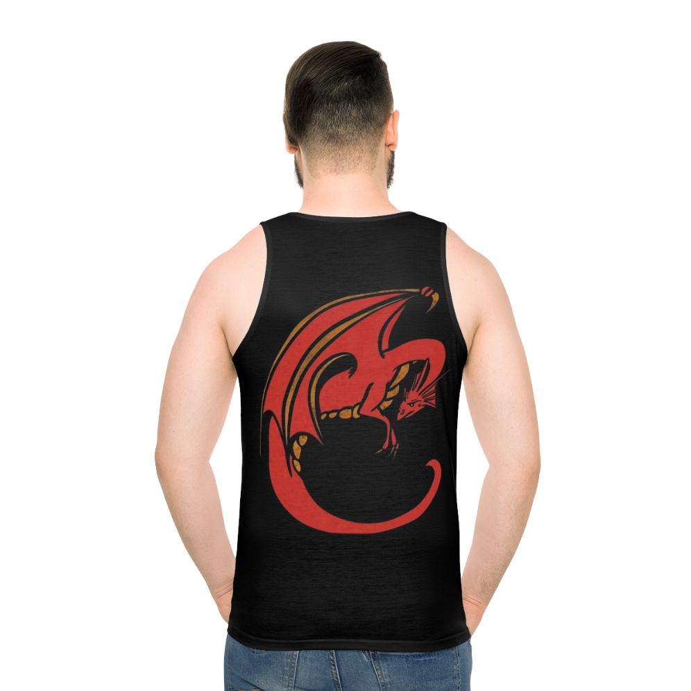 Unisex red dragon tank top - men back