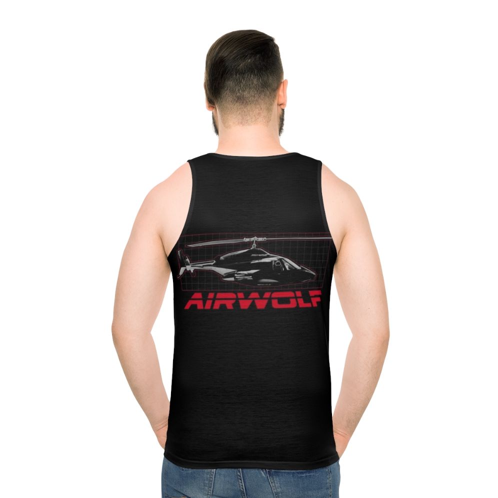 Airwolf 80s Helicopter Unisex Tank Top - men back