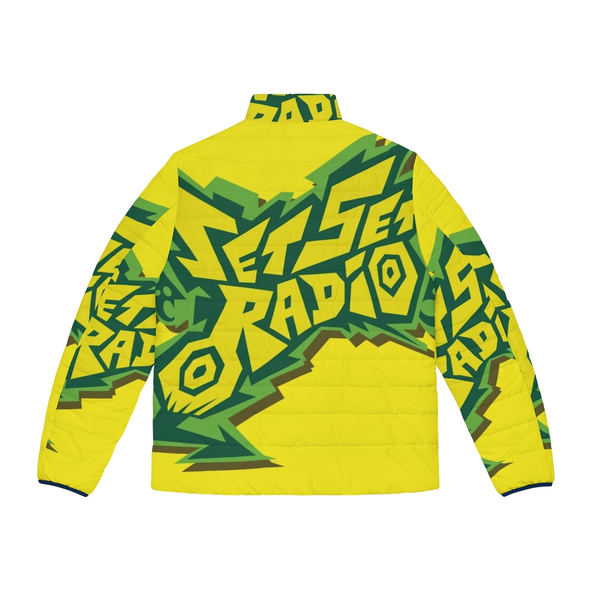 Jet Set Radio inspired puffer jacket with graffiti-style logo design - Back