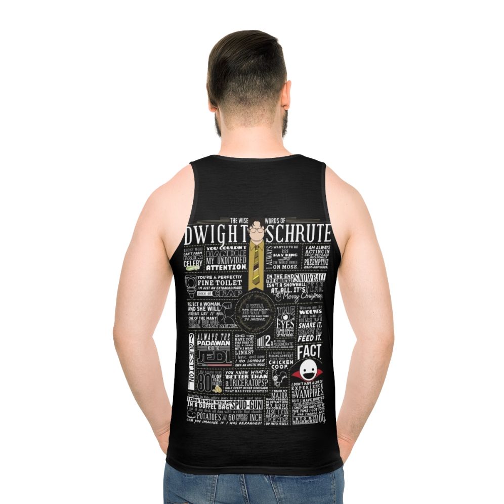 Unisex tank top with Dwight Schrute quote from The Office - men back