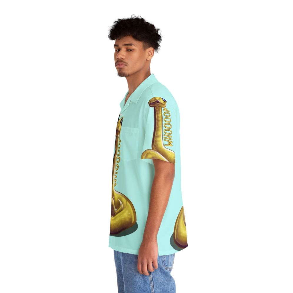 Whooping snake themed hawaiian shirt with bright yellow and green colors - People Left