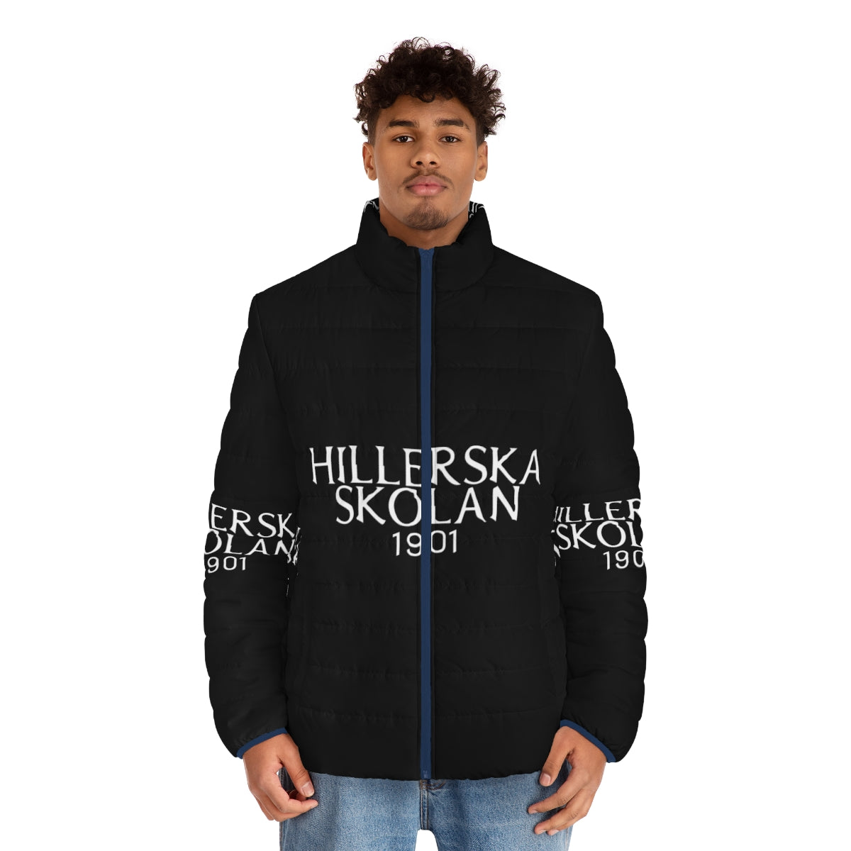 Young Royals Netflix Hillerska Skolan Puffer Jacket with Edvin Ryding and Omar Rudberg - men front